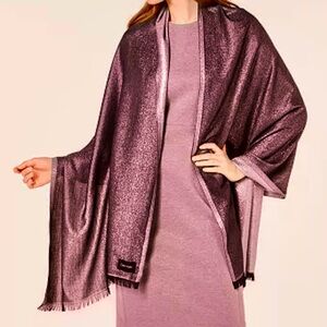CALVIN KLEIN Lightweight Metallic Evening Wrap/Scarf Jewel Deep Purple/Burgundy